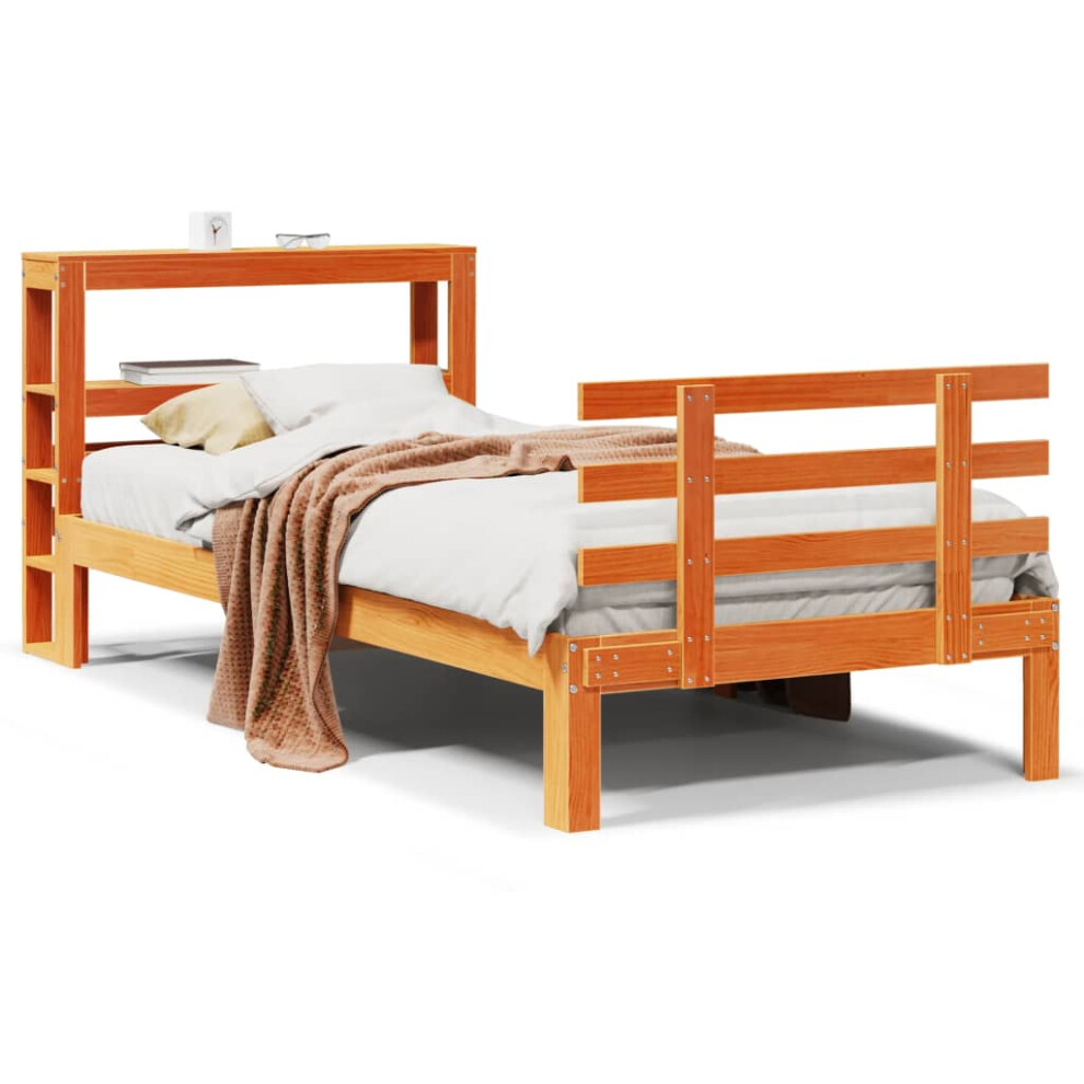 Vidaxl Bed Frame With Headboard Bed Base Wax Brown 100X200 Cm Solid Wood Pine