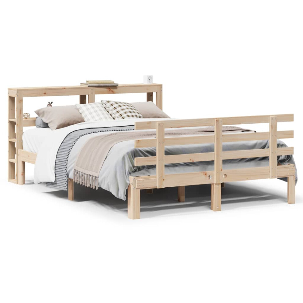 vidaXL Bed Frame With Headboard Bed Base Bedstead 160x200 Cm Solid Wood Pine