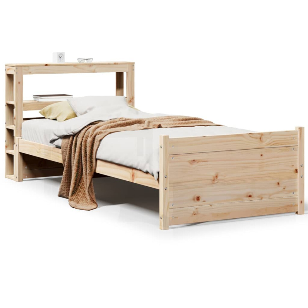 Vidaxl Bed Frame With Headboard Bed 75X190 Cm Small Single Solid Wood Pine