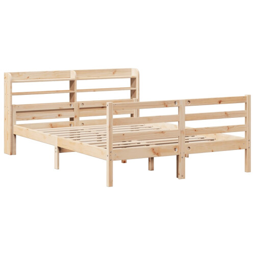 VidaXL vidaXL Bed Frame with Headboard Bed Base 150x200 cm King Size Solid Wood Pine 2