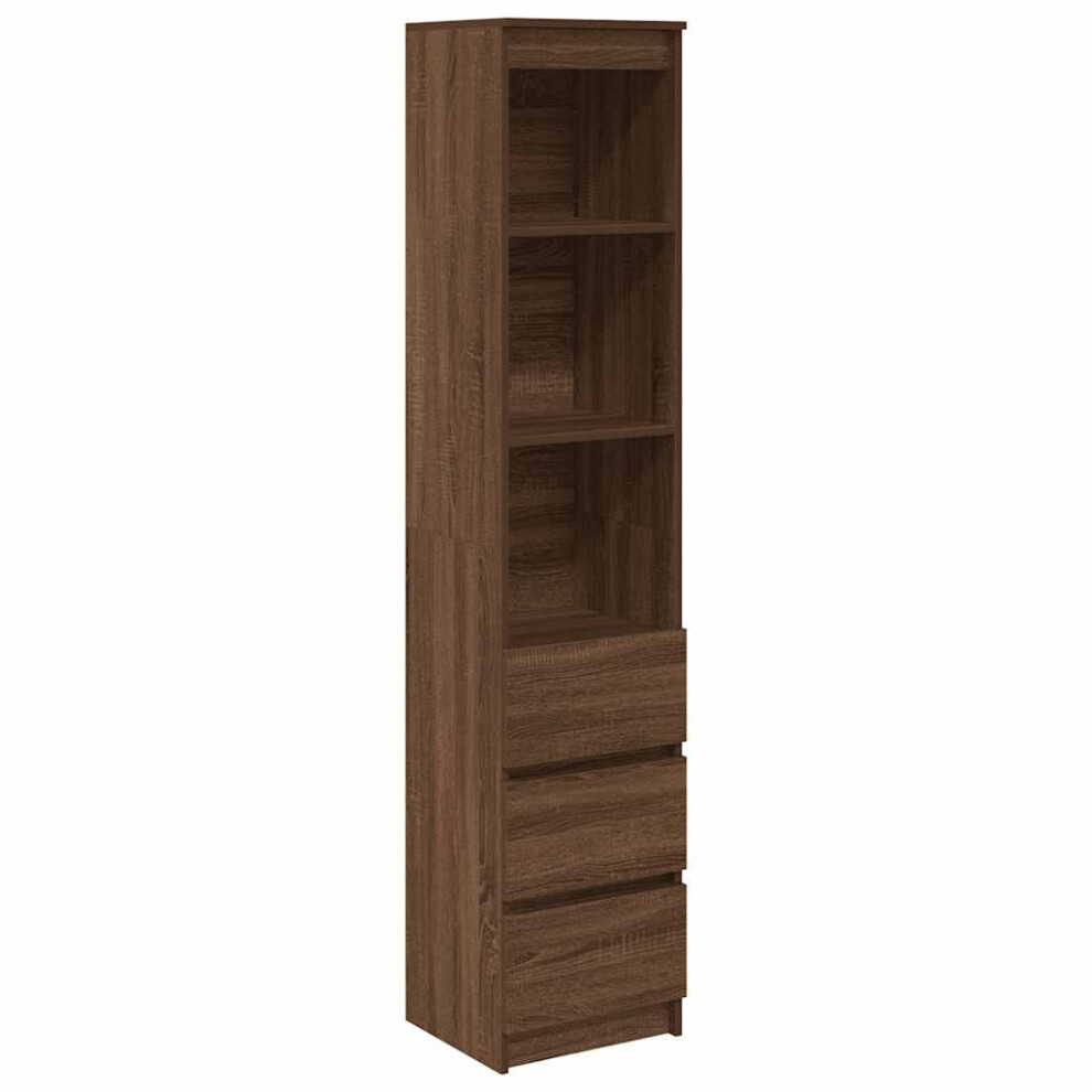 Vidaxl Brown Highboard Oak 37.5X35x180 Cm Engineered Wood Cabinet Side Cabinet