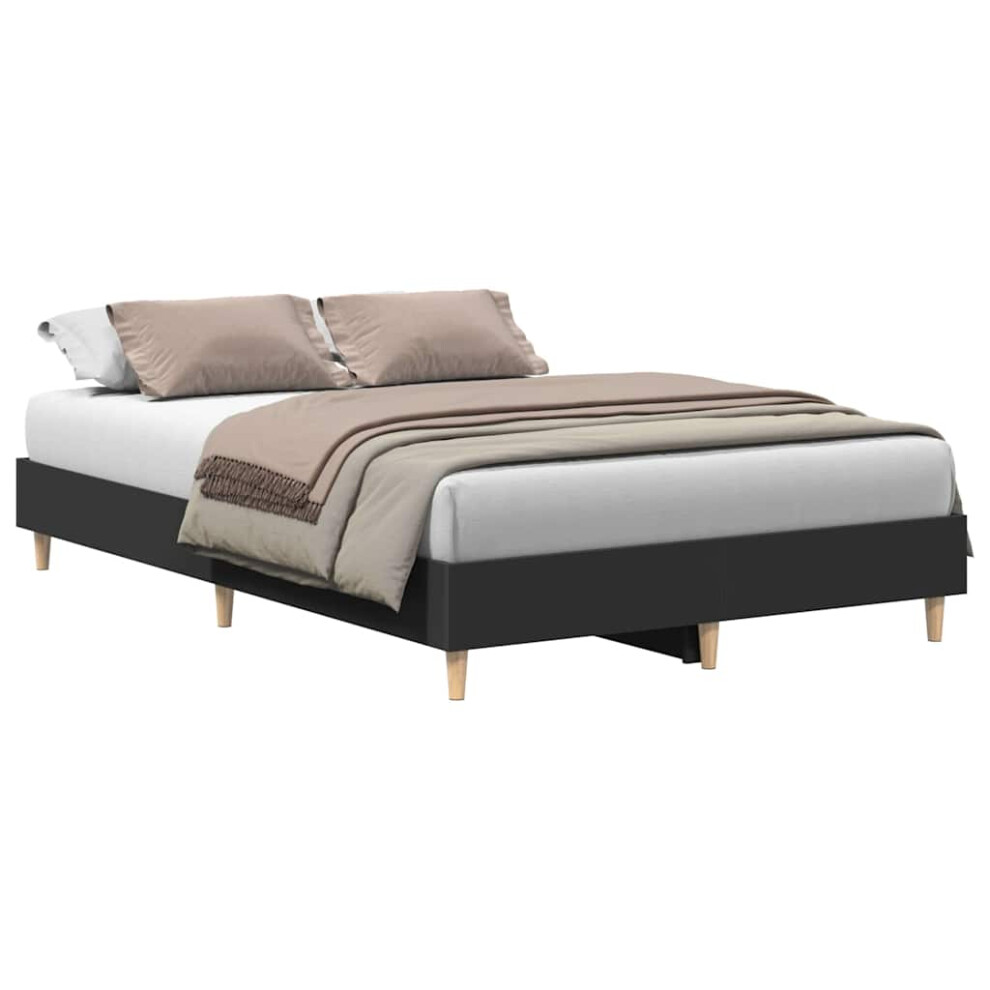 Vidaxl (Black, 140 X 190 Cm) Bed Frame No Mattress Black 140X190 Cm Engineered Wood