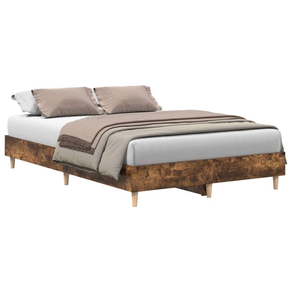Vidaxl (Smoked Oak, 120 X 190 Cm) Bed Frame No Mattress Black 140X190 Cm Engineered Wood