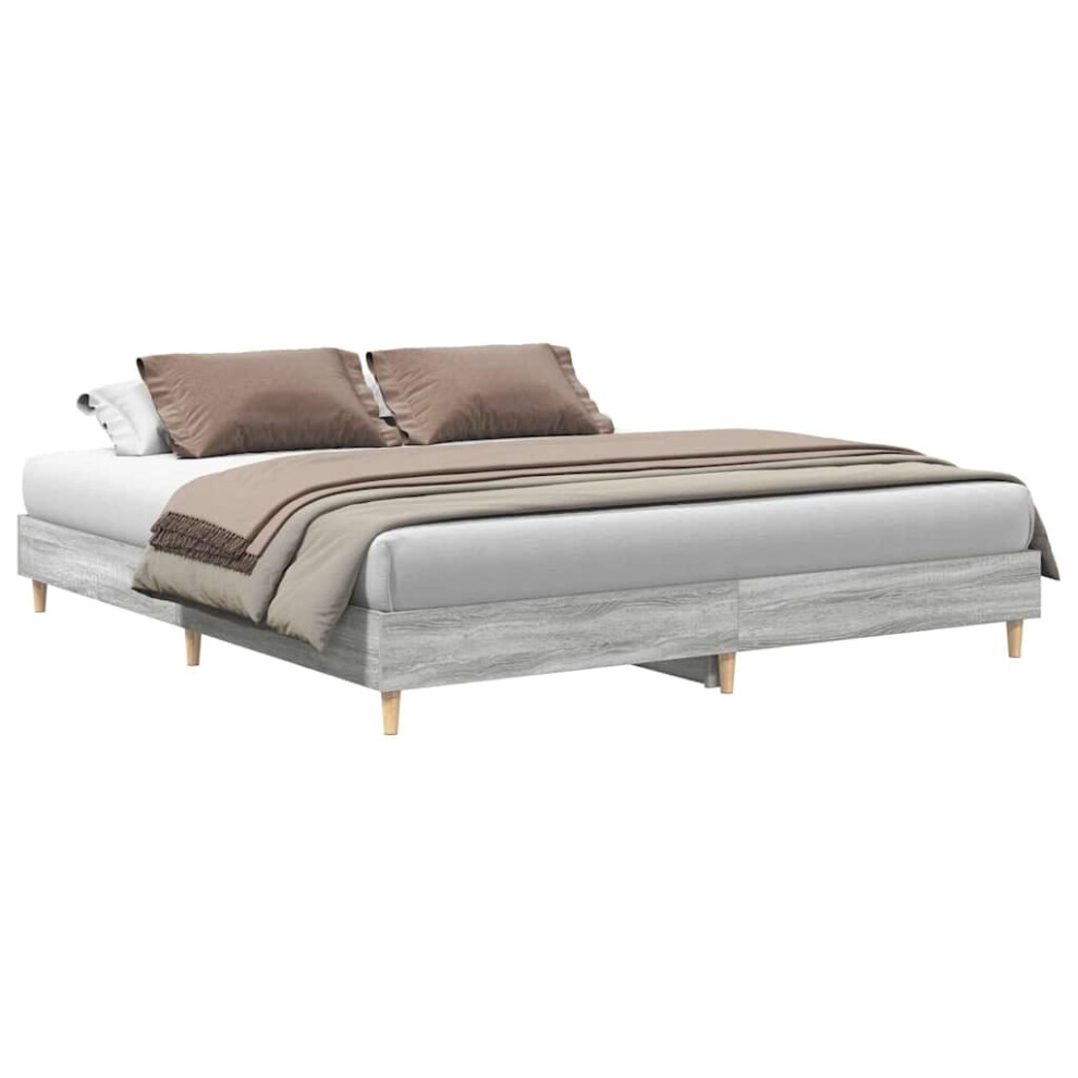 Vidaxl (Grey Sonoma, 180 X 200 Cm) Bed Frame No Mattress Black 140X190 Cm Engineered Wood