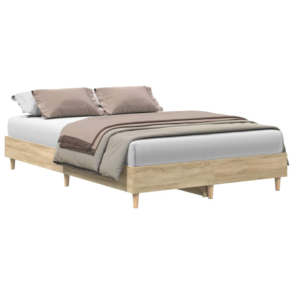Vidaxl (Sonoma Oak, 140 X 190 Cm) Bed Frame No Mattress Black 140X190 Cm Engineered Wood
