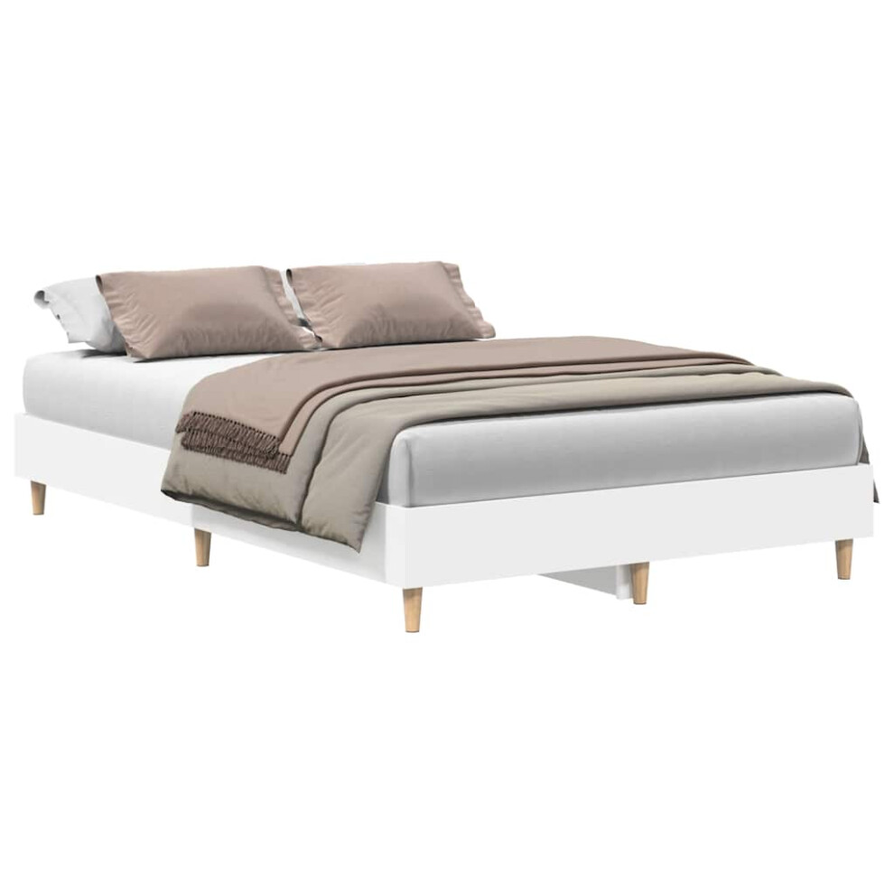 Vidaxl (White, 140 X 190 Cm) Bed Frame No Mattress Black 140X190 Cm Engineered Wood