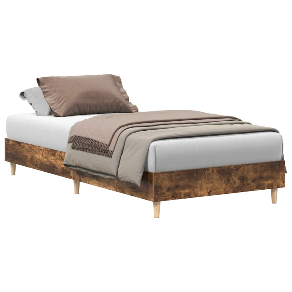Vidaxl (Smoked Oak, 90 X 200 Cm) Bed Frame No Mattress Black 140X190 Cm Engineered Wood