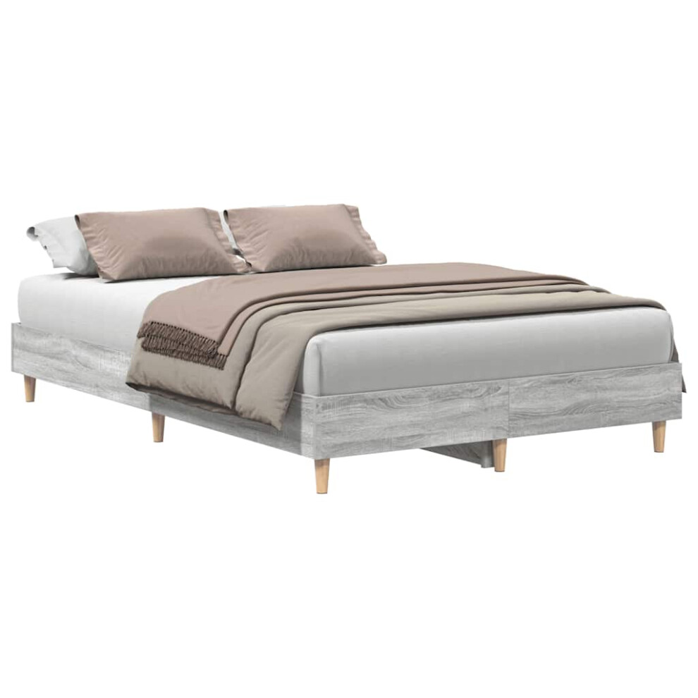 Vidaxl (Grey Sonoma, 140 X 190 Cm) Bed Frame No Mattress Black 140X190 Cm Engineered Wood