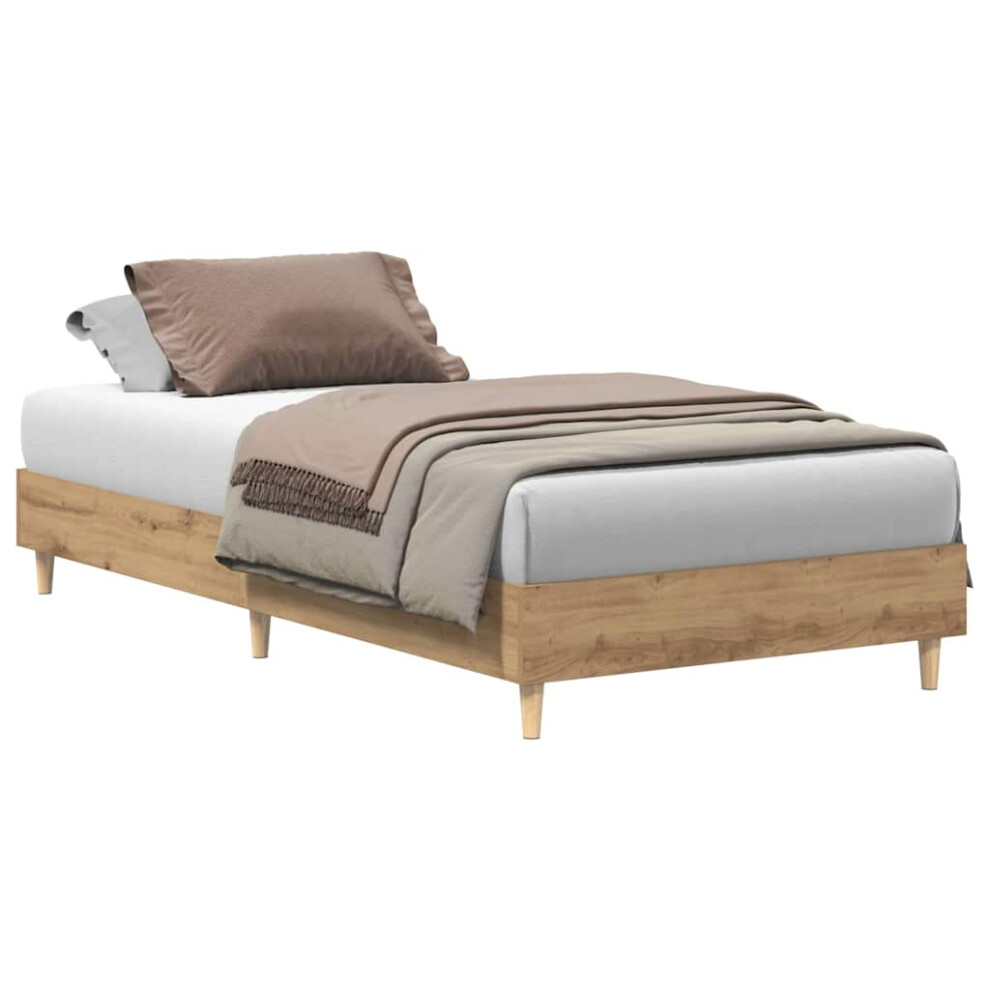 (artisian oak, 90 X 200 cm) vidaXL Bed Frame No Mattress Black 140x190 Cm Engineered Wood