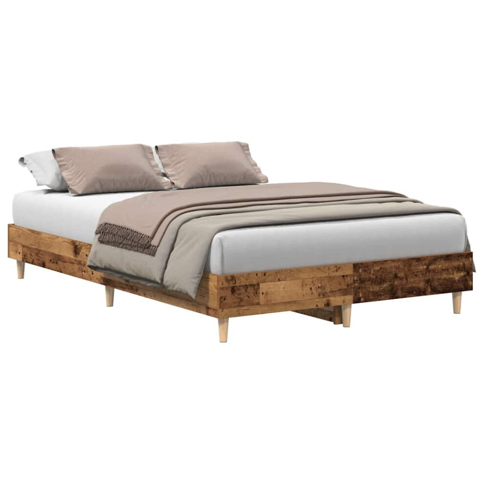 Vidaxl (Old Wood, 120 X 190 Cm) Bed Frame No Mattress Black 140X190 Cm Engineered Wood