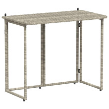 vidaXL Folding Garden Table Light Grey 90x51x75 cm Poly Rattan outdoor table