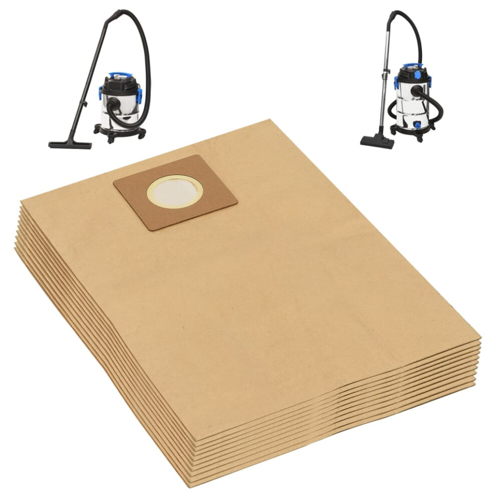 vidaXL 10x Wet Dry Vacuum Cleaner Paper Bags Brown Replacement Paper Dust Bag