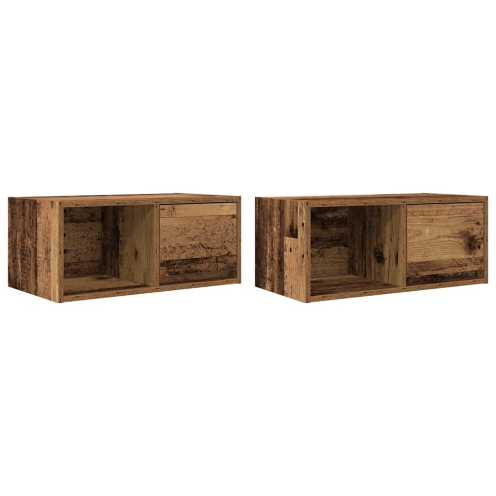 (old wood, 2 pcs/ 60 cm) vidaXL TV Cabinet Sonoma Oak 80x31x25.5 Cm Engineered Wood TV Bench