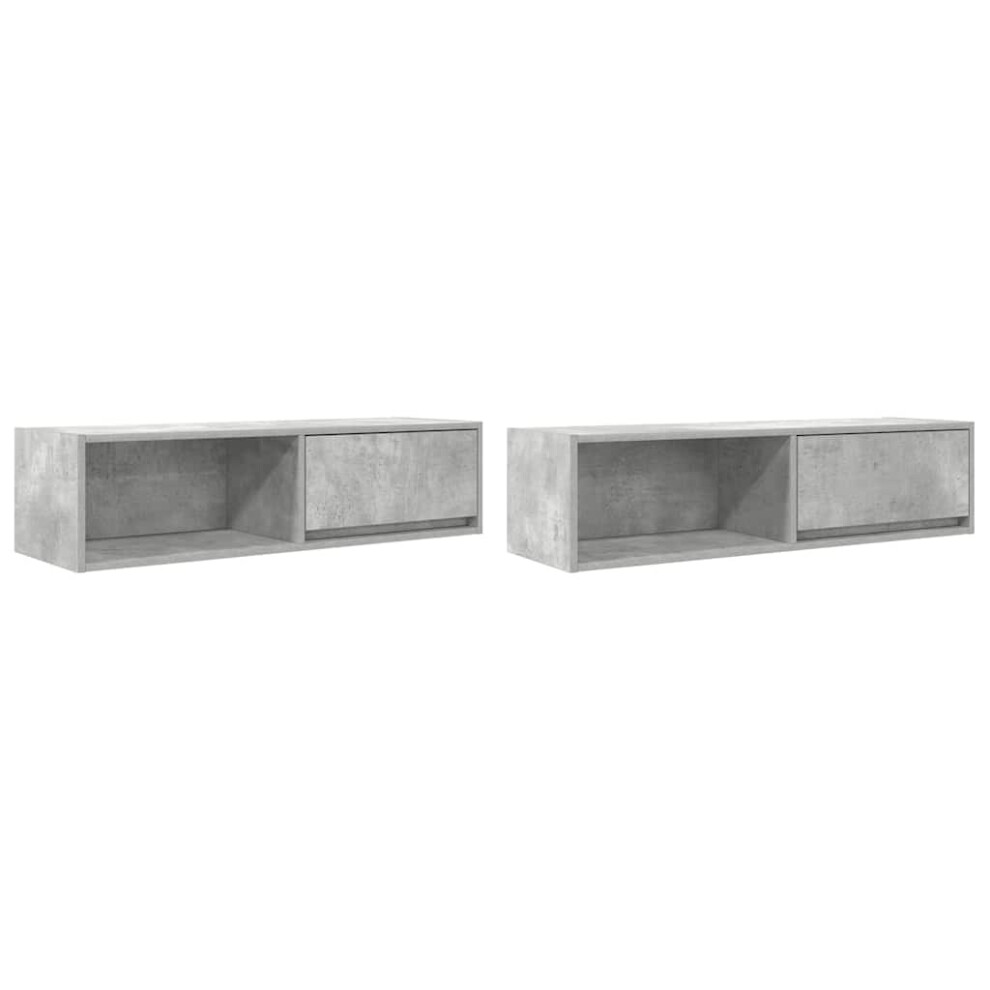 Vidaxl (Concrete Grey, 2 Pcs/ 100 Cm) Tv Cabinet Sonoma Oak 80X31x25.5 Cm Engineered Wood Tv Bench