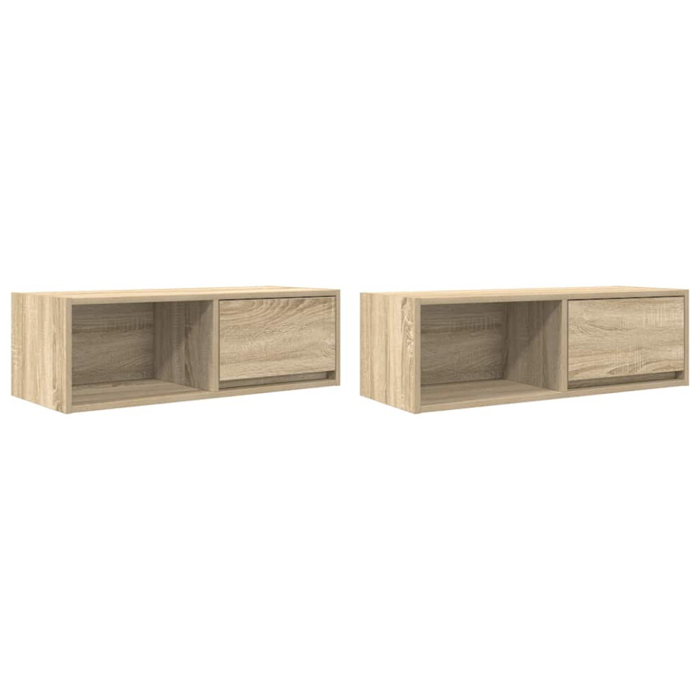 Vidaxl (Sonoma Oak, 2 Pcs/ 80 Cm) Tv Cabinet Sonoma Oak 80X31x25.5 Cm Engineered Wood Tv Bench