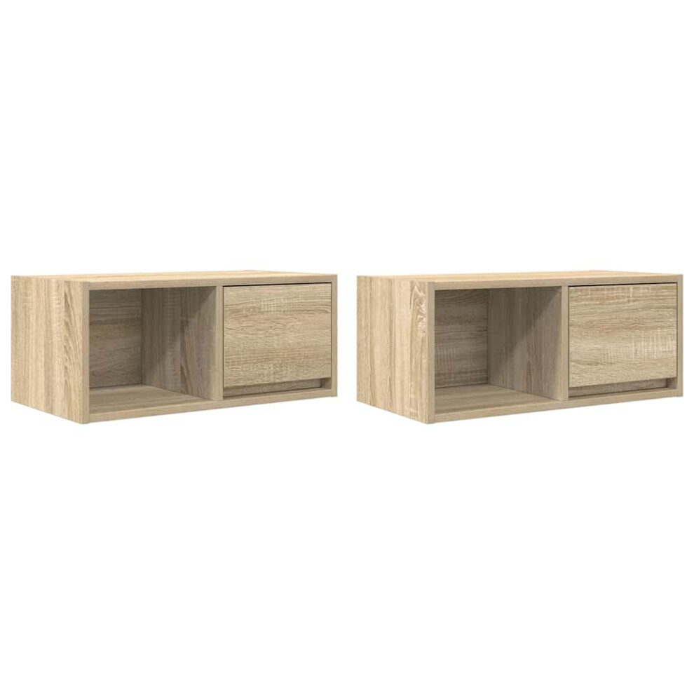 (sonoma oak, 2 pcs/ 60 cm) vidaXL TV Cabinet Sonoma Oak 80x31x25.5 cm Engineered Wood TV bench-image-OPC-PFZBGYH-NEW
