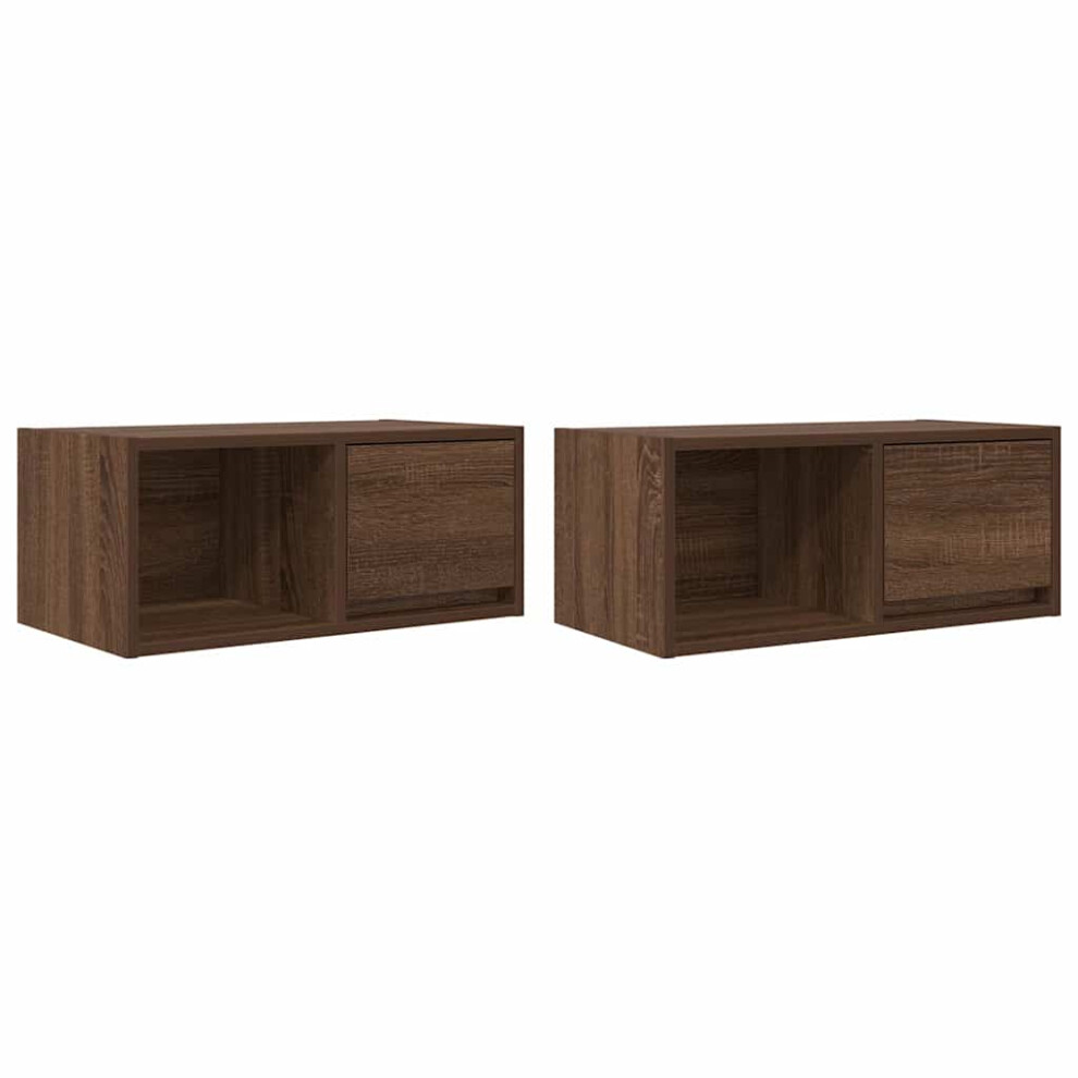 (brown oak, 2 pcs/ 60 cm) vidaXL TV Cabinet Sonoma Oak 80x31x25.5 Cm Engineered Wood TV Bench