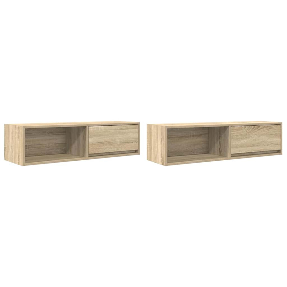 Vidaxl (Sonoma Oak, 2 Pcs/ 100 Cm) Tv Cabinet Sonoma Oak 80X31x25.5 Cm Engineered Wood Tv Bench