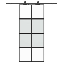 vidaXL Sliding Door with Hardware Set Black 90x205 cm Tempered Glass