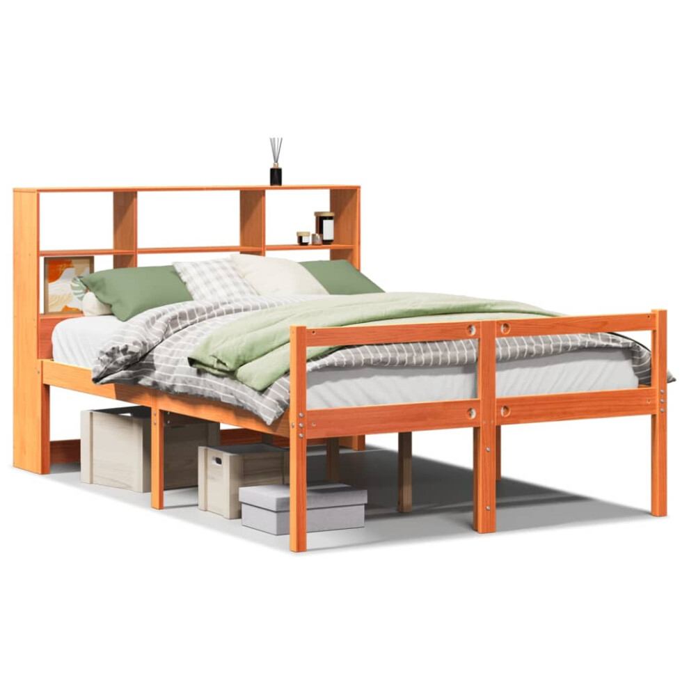 Vidaxl Bookcase Bed Without Mattress Bed Base Wax Brown 140X200 Cm Solid Wood