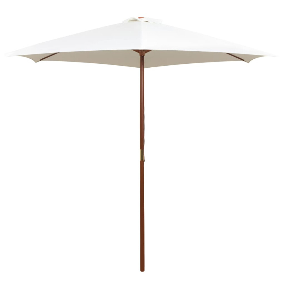 vidaXL Garden Parasol Sunshade Outdoor Umbrella Canopy Wooden Pole Cream White