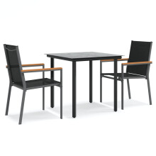 vidaXL 3-tlg. Garten-Essgruppe Schwarz Textilene und Stahl