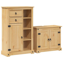 vidaXL 2 Piece Bathroom Furniture Set Corona Solid Wood Pine bathroom cabinet