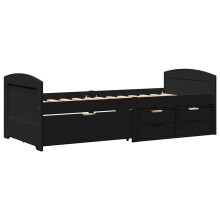 vidaXL Day Bed with 5 Drawers without Mattress IRUN Black 90x200 cm sofa bed