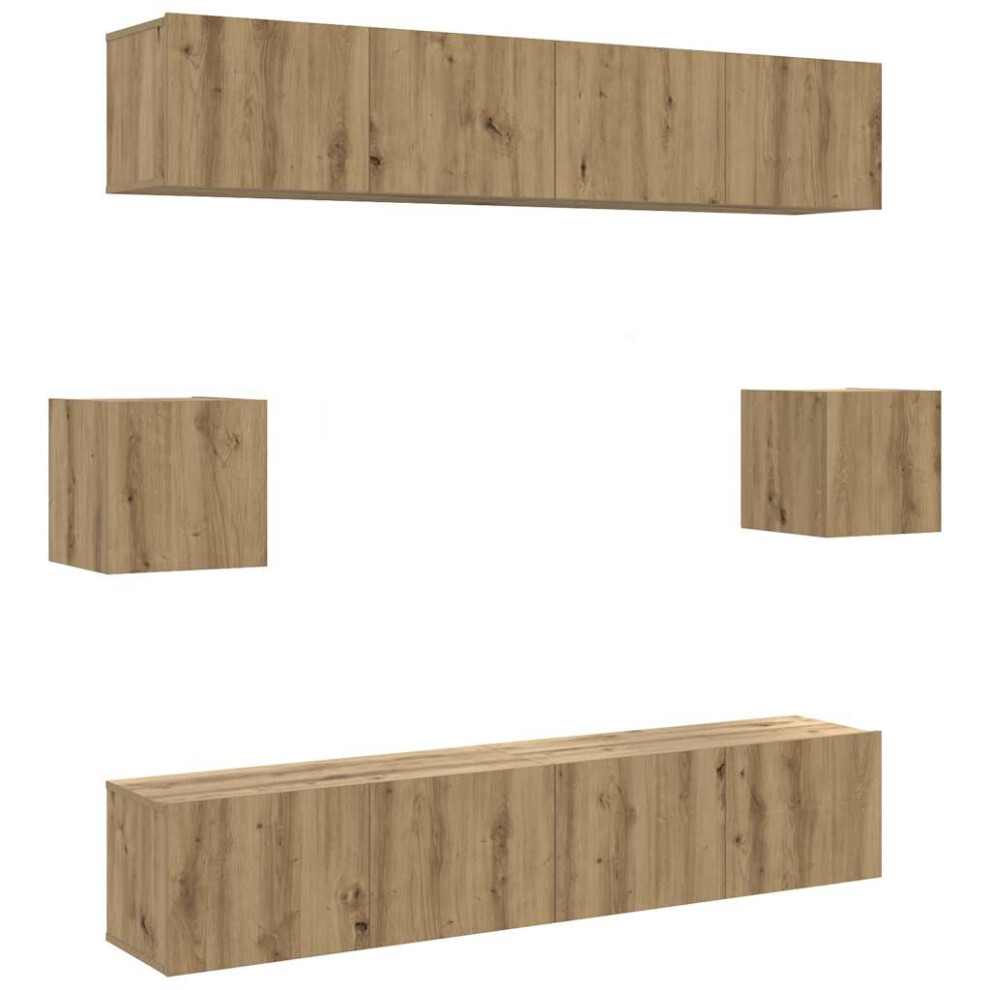 vidaXL 6 Piece TV Cabinet Set Wall-mounted Artisan Oak Engineered Wood