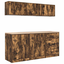 vidaXL Garagenschränke 6 Stk. Räuchereiche Holzwerkstoff