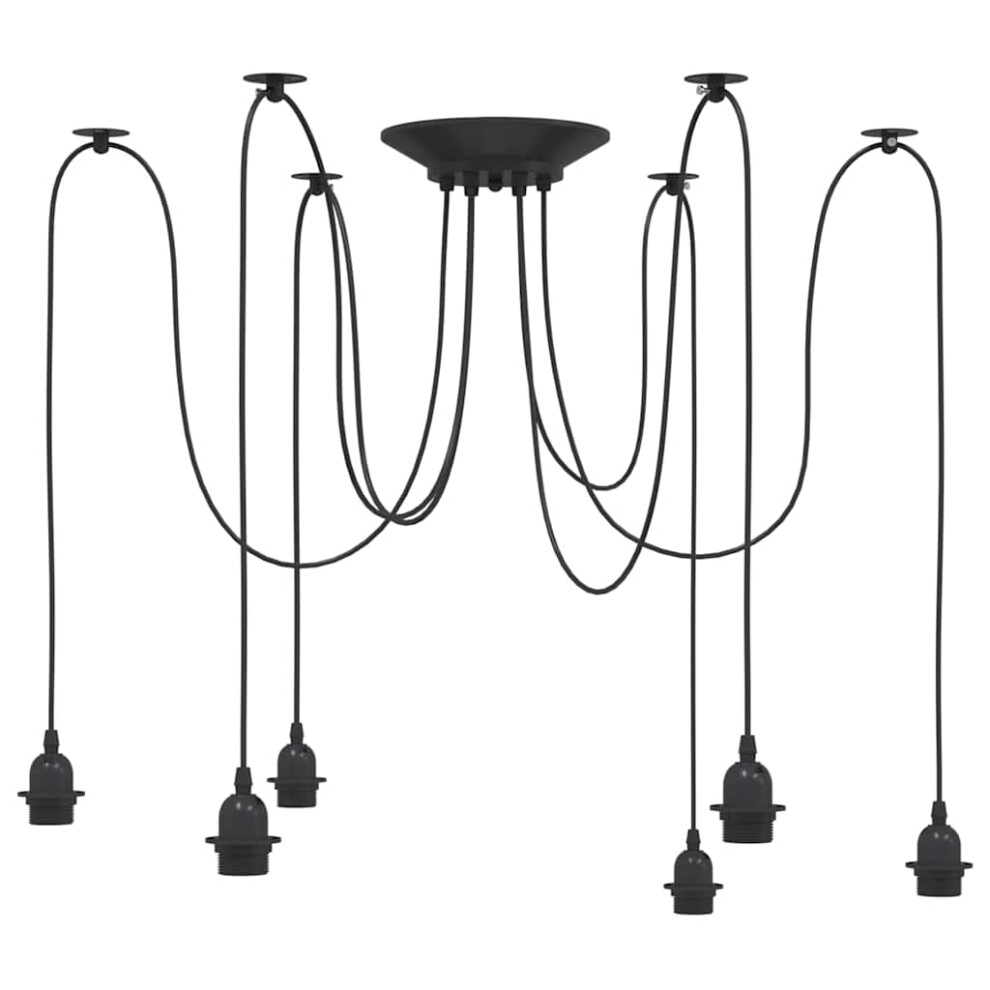 vidaXL Pendant Lamp with 6 Lamp Holders E27 Black Metal spider pendant light