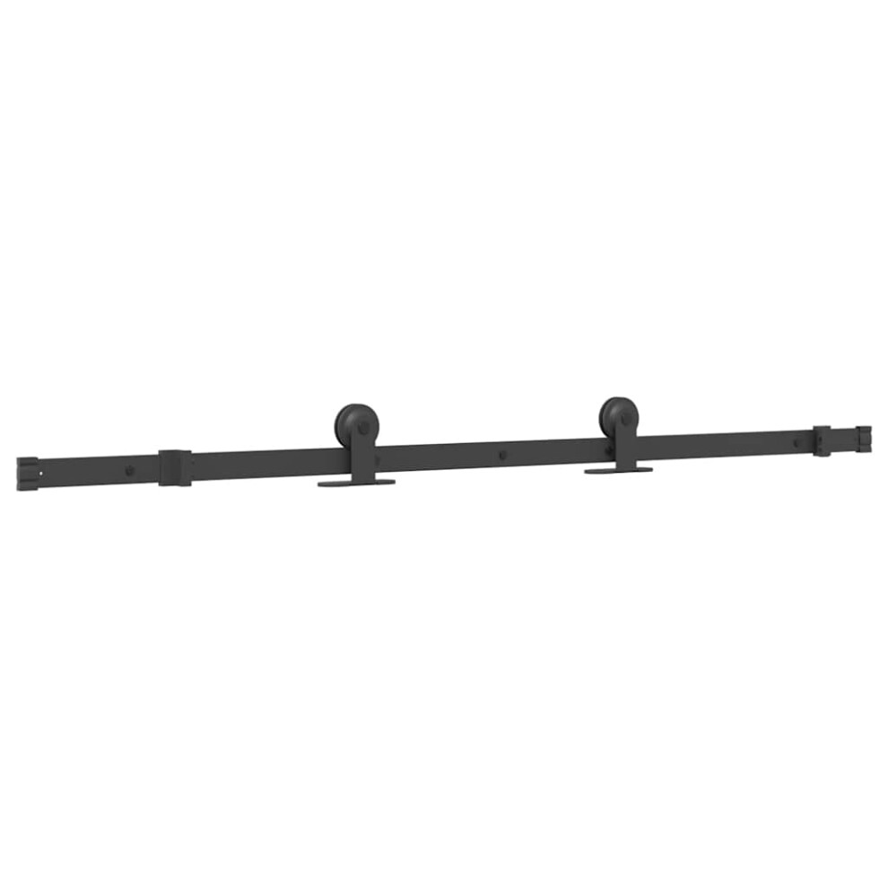 Vidaxl Sliding Door Hardware Kit 152.5 Cm Steel Sliding Door Hardware Black