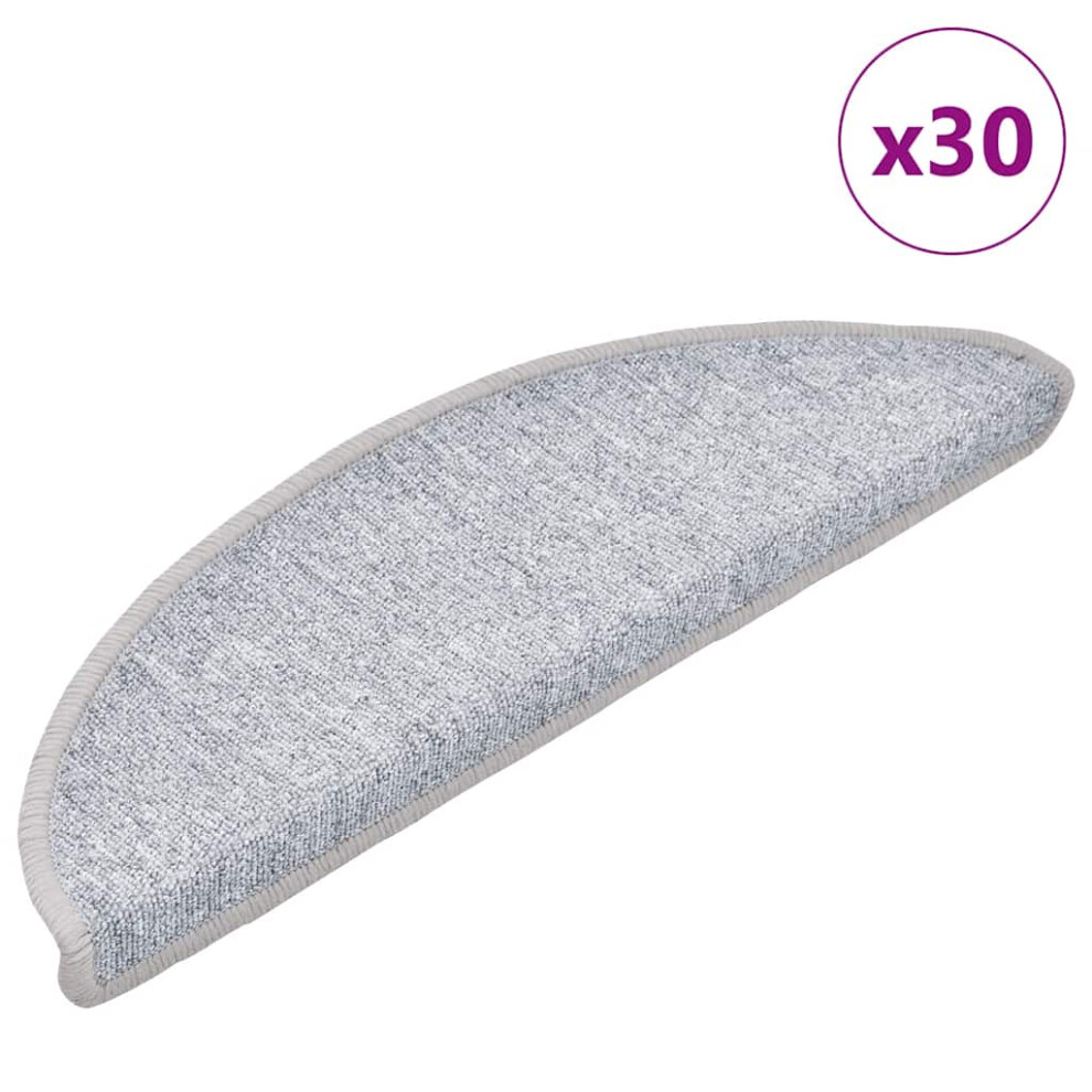 Vidaxl Stair Mats 30 Pcs 56X17x3 Cm Light Grey Half Round, Grey - Image 2
