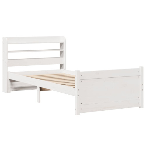 VidaXL vidaXL Bed Frame with Headboard Bed White 90x190 cm Single Solid Wood Pine 2