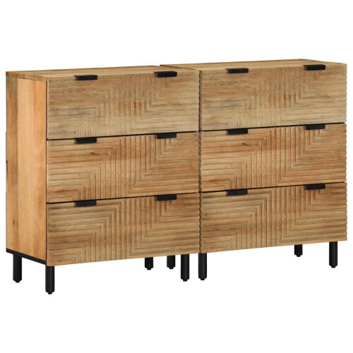 VidaXL vidaXL Sideboards 2 pcs Brown 60x33x75 cm Solid Wood Mango cabinet cupboard