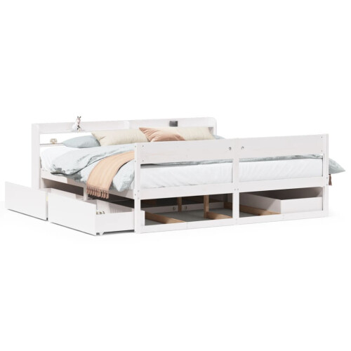 VidaXL vidaXL Bed Frame without Mattress Bed Base White 200x200 cm Solid Wood Pine