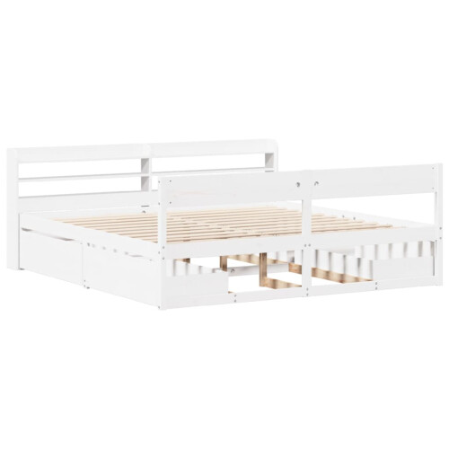 VidaXL vidaXL Bed Frame without Mattress Bed Base White 200x200 cm Solid Wood Pine 2