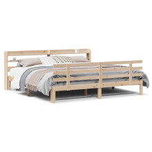vidaXL Bed Frame with Headboard Bed 180x200 cm Super King Solid Wood Pine