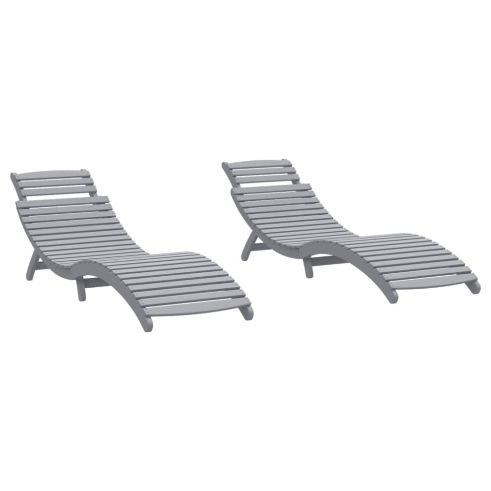 Vidaxl Sun Loungers 2 Pcs Sun Bed Day Bed Lounge Bed Grey Solid Wood Acacia