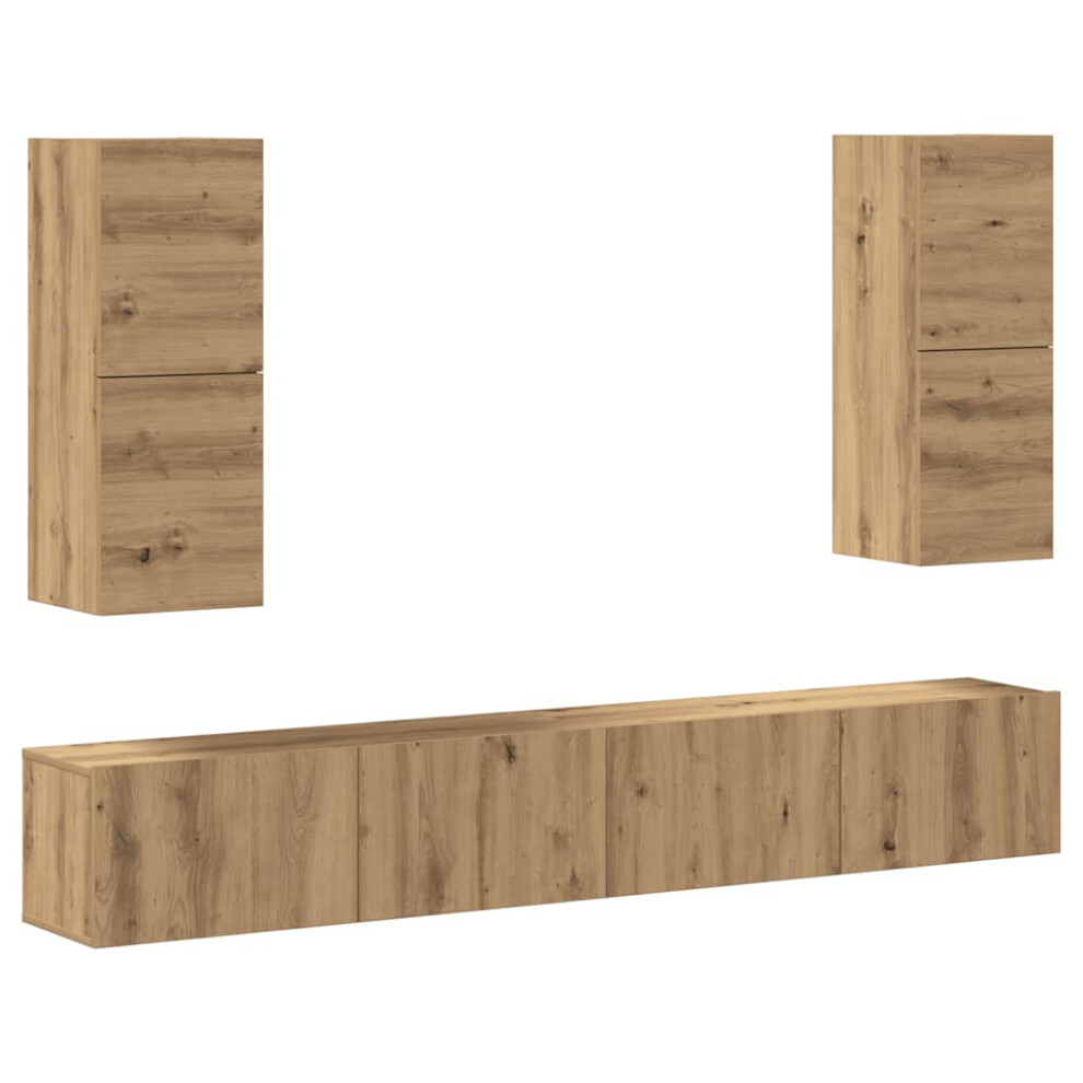 Vidaxl 4 Piece Tv Cabinet Set Wall-Mounted Artisan Oak Engineered Wood