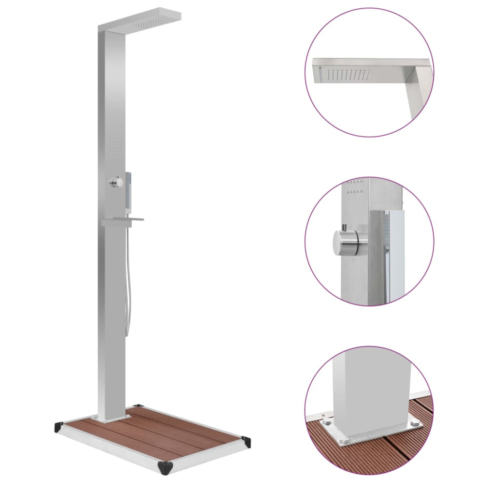 vidaXL Outdoor Shower with Tray WPC Stainless Steel Shower Panels with Bases