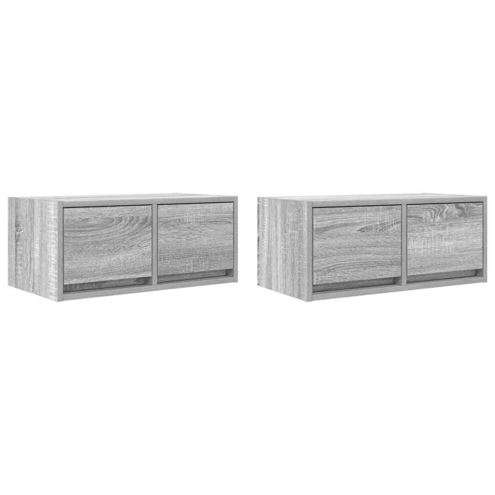 vidaXL TV Cabinets 2 Pcs Grey Sonoma 60x31x25.5 Cm Engineered Wood TV Bench