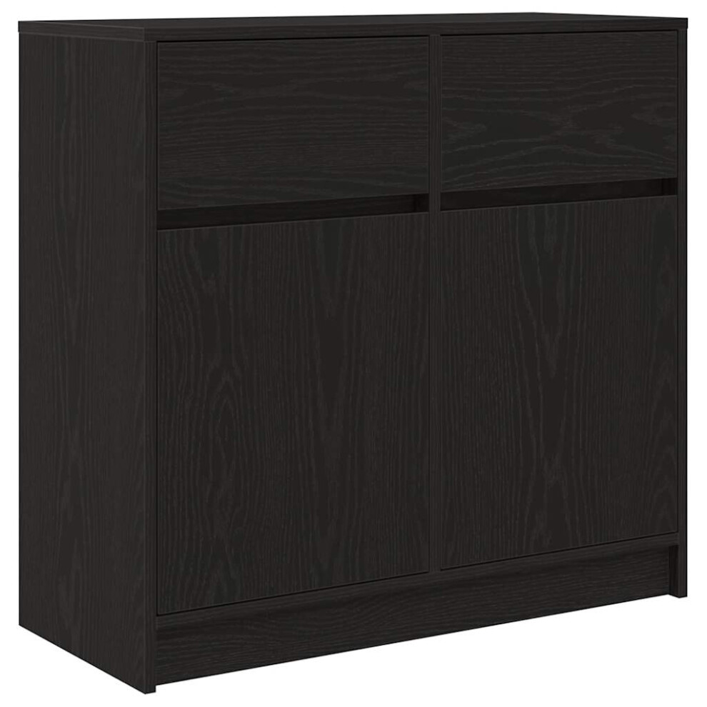 Vidaxl Sideboard With Drawer Black Oak 80X34x76 Cm Engineered Wood