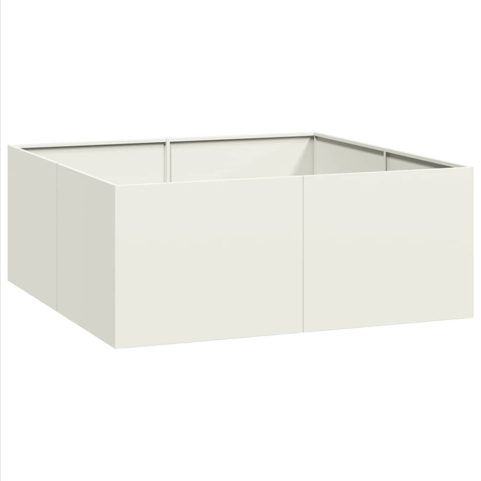 Vidaxl (Steel/White, 100 X 100 X 40 Cm) Planter Outdoor Flower Pot Garden Raised Bed Patio Plant Pot Steel