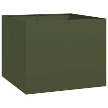 (steel/green, 100 x 100 x 80 cm) vidaXL Planter Outdoor Flower Pot Garden Raised Bed Patio Plant Pot Steel