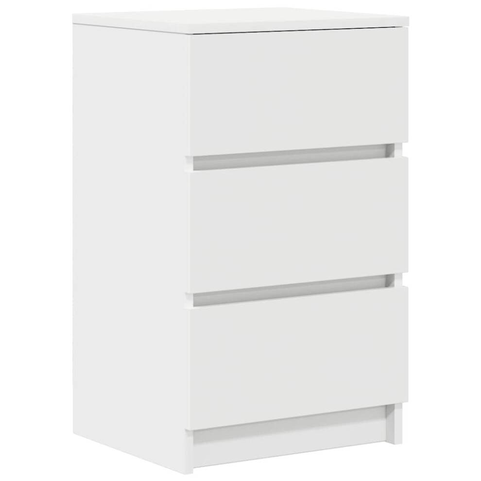 Vidaxl Bedside Cabinet With 3 Drawers White 39X35x65 Cm Bedside Table