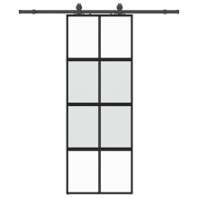 vidaXL Sliding Door with Hardware Set Black 76x205 cm Tempered Glass