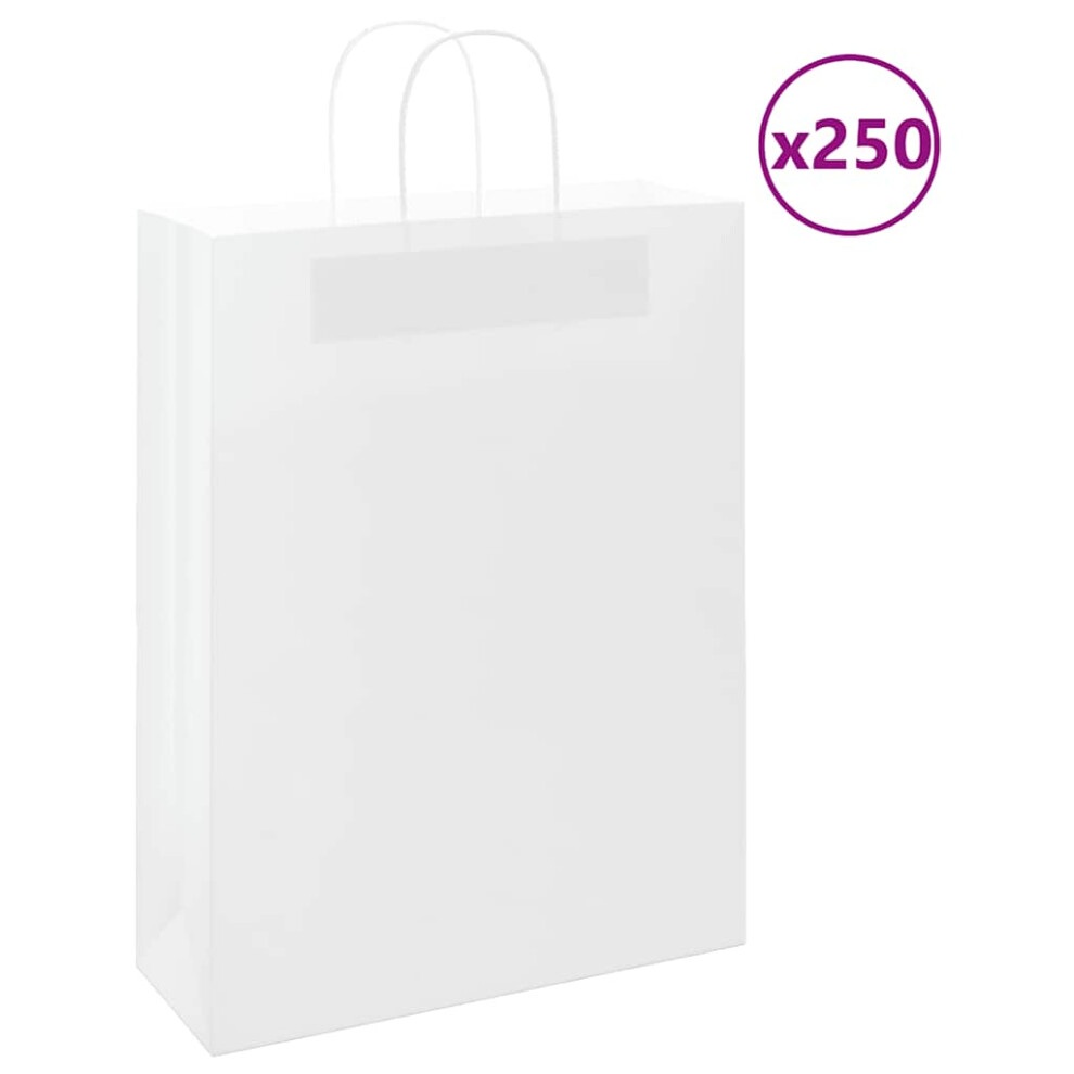 Vidaxl (, 32 X 12 X 42 Cm) Paper Bags 250 Pcs With Handles 21X11x36 Cm Paper Grocery Bag White/Brown