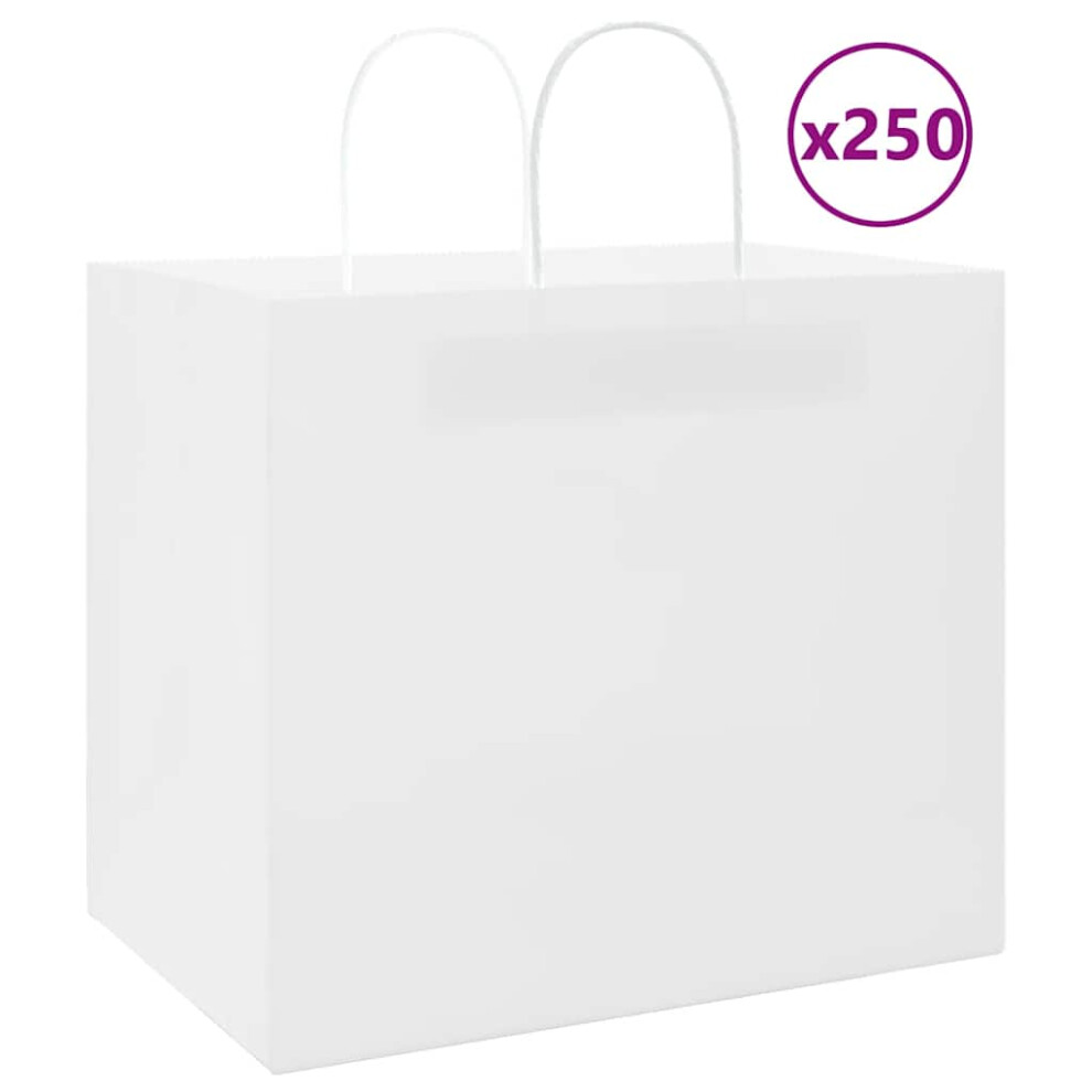 Vidaxl (, 32 X 22 X 28 Cm) Paper Bags 250 Pcs With Handles 21X11x36 Cm Paper Grocery Bag White/Brown