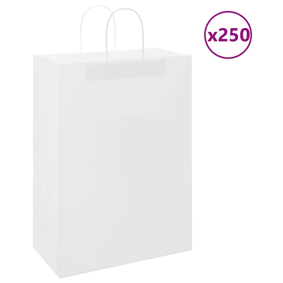 Vidaxl (, 32 X 17 X 44 Cm) Paper Bags 250 Pcs With Handles 21X11x36 Cm Paper Grocery Bag White/Brown